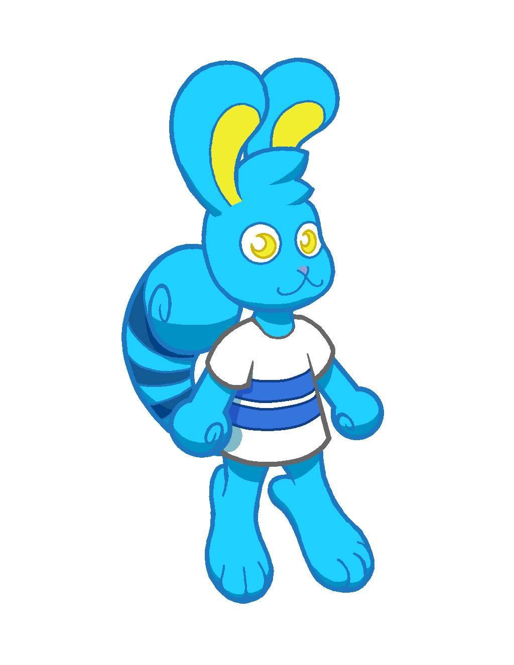 A more cartoonish version of the same blue creature without the accessories.